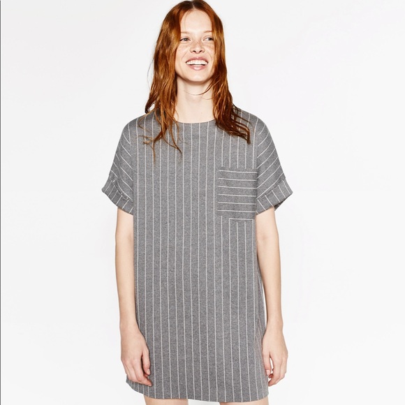 Zara Dresses & Skirts - Zara Collection Gray White Pinstripe Dress Tunic